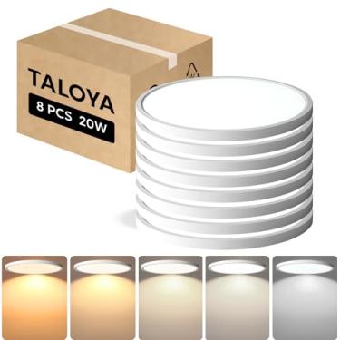 Imagem de TALOYA Pacote com 8 luminárias de teto de LED de 30 cm, lâmpadas de teto brancas elegantes para cozinha, sala de estar, lavanderia, 3000K/3500K/4000K/5000K/6500K CCT, fácil de instalar e ultrafina