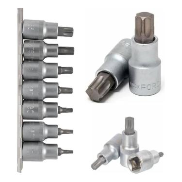Imagem de 2X Jogo De Soquetes Bits Torx T20 A T55 Encaixe 1/2 Com 7 P