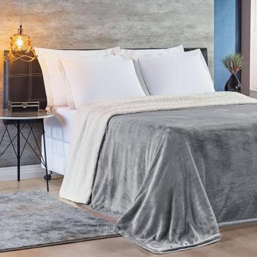 Imagem de Cobertor Casal King Alaska Sherpa E Manta Microfibra Cinza