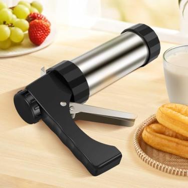 Imagem de Churro Maker, kit de pistola de Churros de aço inoxidável, máquina de fazer biscoitos, máquina de fazer Churro com saco de confeitar e bocal de tubulação, fácil de limpar com escova de esponja