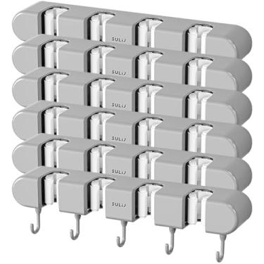 Imagem de 10 peças de suporte de vassoura adesivo resistente à umidade e robusto mosquetão clipe de esfregão fortemente fixo mosquetão clipe de esfregão montado na parede gancho de esfregão organizador