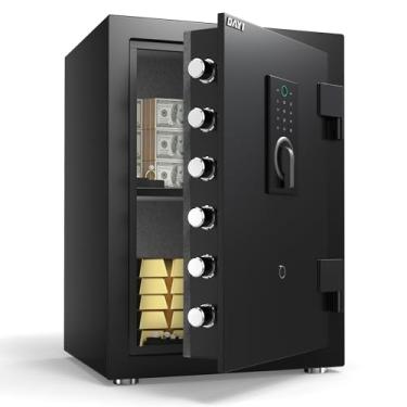 Imagem de DAYI Seguro à prova de fogo, cofre biométrico de impressão digital de 8 metros cúbicos, cofre à prova de fogo para documentos domésticos, touchpad digital, sistema de alarme duplo seguro - DY-60FP
