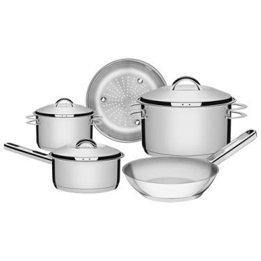 Imagem de Jogo de Panelas Tramontina Inox Fundo Triplo 5 Peças Solar, Inox, 5 pe