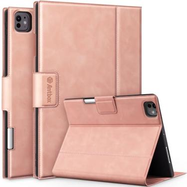 Imagem de Antbox Capa para iPad Pro de 11 polegadas 2024 M4, couro vegano premium, suporta Pencil Pro e Pencil (USB-C), função hibernar/despertar automática, suporte de lápis embutido (rosa)