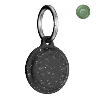 Imagem de Capa para Moto Tag com chaveiro, suporte de silicone à prova d'água, acessórios de proteção para localizadores de itens GPS, antiarranhões, à prova de choque e poeira (preto)