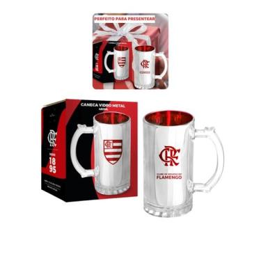 Imagem de Caneca Vidro Reforçado Metalic 480M Cerveja Flamengo Oficial - Brasfoo