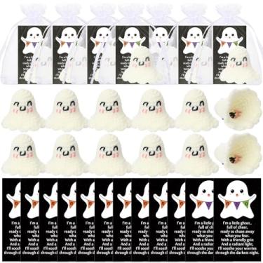 Imagem de Simgoing 20 Sets Halloween Boo Basket Stuffers Bulk Handmade Crochet Ghost Gifts with Positive Cards Office Cute Boo Ghost Decor for Women Men Family Desktop Home Birthday Trick or Treat Party Favors