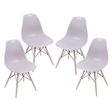 Imagem de Cadeira Charles Eames Design Clássico com Encosto Anatômico, Assento Ergonômico e Pernas de Madeira Natural para Sala, Escritório ou Jantar - Unidade ou Kit (10, Fendi, Adulto)