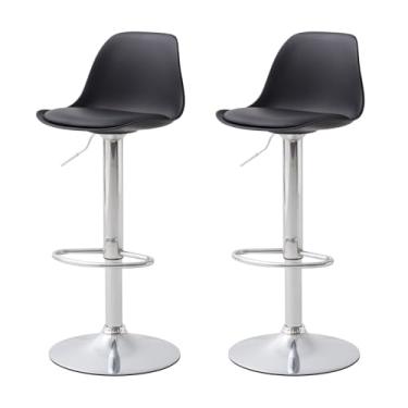 Imagem de Kit 2 Banquetas Altas Giratórias Pretas com Encosto e Regulagem de Altura Conthey