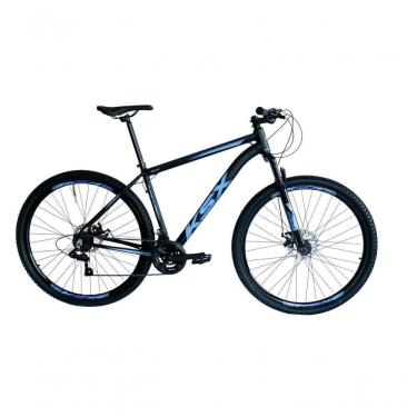 Imagem de Bicicleta Aro 29 Ksx Sd7 21v Cabos Internos Alumínio Freios A Disco Garfo Suspensão Preto Azul Tamanho 21