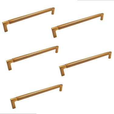 Imagem de Kit 5 Puxador Zigrinato Il1780 192Mm Bronze Esc   Dourado  