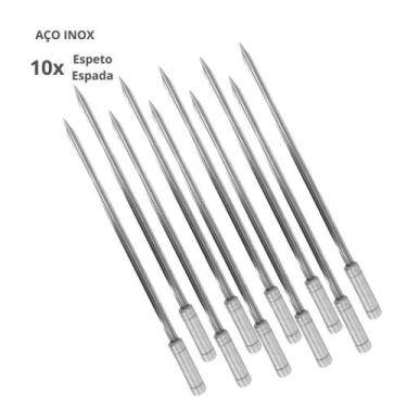 Imagem de 10X Espetos Espada Inox 80cm Espessura Lâmina 2mm - Forte - INOX LAURI