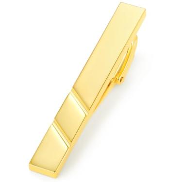 Imagem de HONEY BEAR Barra de prendedor de gravata masculina de 1,97/5,4 cm para presente de casamento de negócios de tamanho normal, 5/5,4 cm, Prata preta e dourada, 5/5.4cm