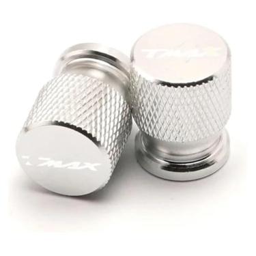 Imagem de Tampas de haste de válvula de pneu de roda capas herméticas compatíveis com T-Max 500 TMAX 500 560 TMax 530 (prata)