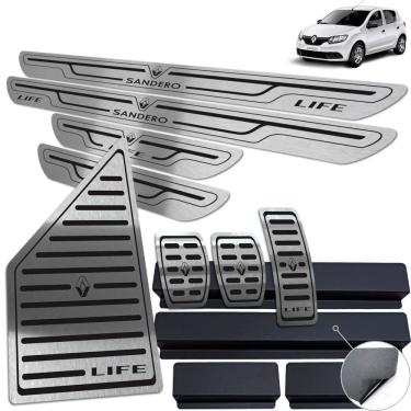 Imagem de Pedaleira Soleira Descanso Preto Renault Sandero Life