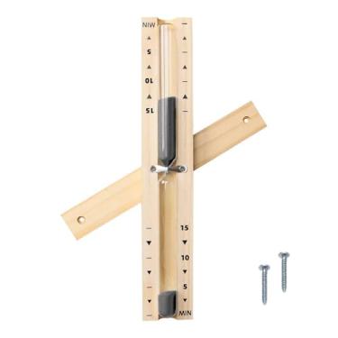 Imagem de Temporizador de areia de ampulheta de sauna de 15 minutos, relógio preto giratório de madeira, relógio de areia de 15 minutos, grande Reloj De Arena, vidro de madeira resistente ao calor para sala de