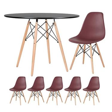Imagem de [encerrado] Kit - Mesa Eames 100 cm preto + 5 cadeiras Eames Dsw Marrom