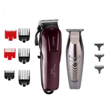 Imagem de Kit maquina cortar cabelo kemei 2600 e acabamento kemei 2712