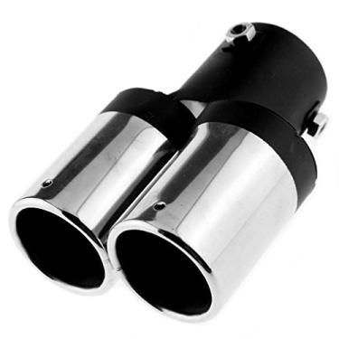 Imagem de Aço inoxidável universal para veículos, silenciador de cano de escape duplo.