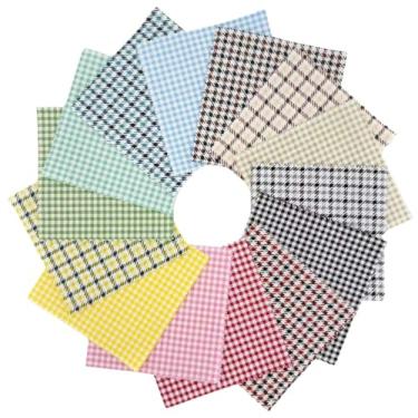 Imagem de Mini quadrados de tecido com padrão Houndstooth de 12 x 12 cm - 42 peças de pacote pré-cortado 100% algodão 100% algodão para acolchoamento, costura moderna, artesanato DIY (preto e branco)