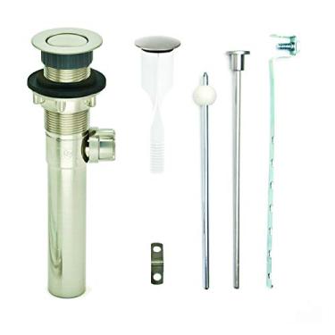 Imagem de PF WaterWorks PF0324-AB-AB nunca obstrui a pia/lavatório, acabamento combinando ABS sem entupimento universal pop-up conjunto de drenagem - fácil remoção da tampa magnética, Sem ladrão na pia, Tailpiece Dia 1.25 in., Brushed Nickel