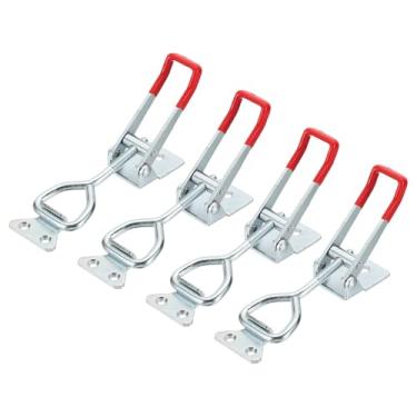 Imagem de HARFINGTON 4 braçadeiras ajustáveis M8 x 41 mm 349 kg capacidade de retenção estilo 4003 travas de liberação rápida prendedores ferrolho para tampa de defumador gabarito caixa de ferramentas, vermelho