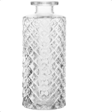 Imagem de Vaso de Vidro Decorativo Transparente Canelado Lapidado