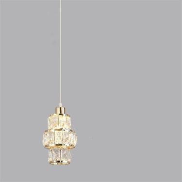 Imagem de Luminária pendente LED Cristal Dourado Luminária suspensa Compatível com Mesa de Jantar Bar Cozinha Sala de estar Lustre, Decoração moderna