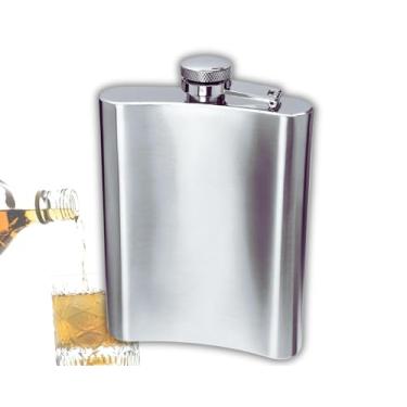 Imagem de Cantil Inox 230ml – Garrafa Whiskeira de Bolso Cor Prateado