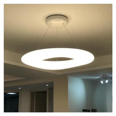 Imagem de Luminária pendente de LED para sala de estar, quarto, lustre de teto com design moderno em forma de nuvem e luminária suspensa em forma de anel para decoração de casa, quarto, estilo interio