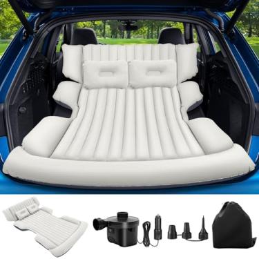 Imagem de Colchão de ar SUV Colchões de ar para acampamento Cama de acampamento de viagem com 2 travesseiros e bomba de ar Colchão portátil para dormir fácil de inflar flocagem e superfície de PVC colchão de ar