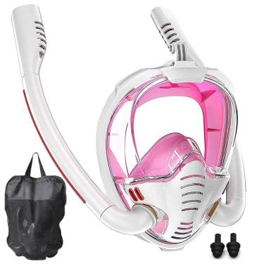 Imagem de Mascara De Mergulho Snorkel Duplo Oculos 180 Graus Respiraçao Piscina Nataçao Esporte Praia Mar Recreaçao Lazer