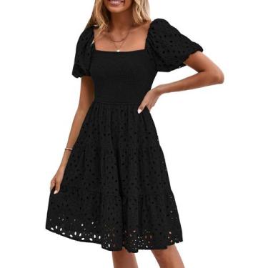 Imagem de Vestido feminino PRETTYGARDEN, de verão, sem ombro, com ilhó preto