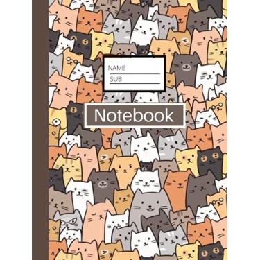 Imagem de Notebook: Cute Cat Colorful Basic Plus Notebook, Composition Notebook, College Ruled 105 Pages Lined Paper Large 8.25 x 11 New Design: Cute Cat ... 8.25"× 11" Large Matte Cover Hardcover