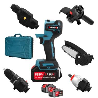 Imagem de Kit Combinado De Ferramentas EléTricas Sem Escova 5em1,Kit Combinado Completo Com 2 Baterias, Com Furadeira/Martelo/Esmerilhadeira Angular/Chave/Serra EléTrica