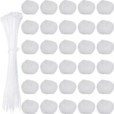 Imagem de RWWPJLLWHR 30 peças de máquina de lavar roupa apanhador de fiapos de nylon armadilha de fiapos com 30 abraçadeiras de cabo, máquina de lavar roupa resistente, filtro de mangueira de arruela multiuso