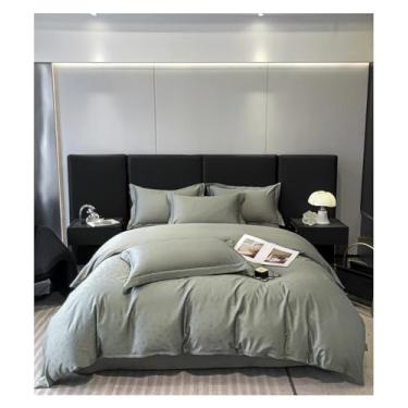 Imagem de Jogo de lençol Queen King com elástico azul escuro abstrato 100% algodão jacquard (queen verde)