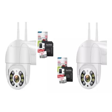 Imagem de Kit 2 Câmeras De Segurança Wi-fi Icsee + Cartão Memória