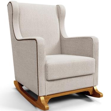 Imagem de Poltrona de Amamentação com Balanço Mavie L02 Bouclê Creme - Lyam Decor