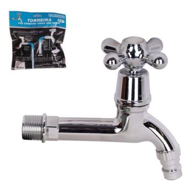 Imagem de Torneira Cromada Jardim Tanque Plastico Pvc Lavanderia Pias Quintal - 