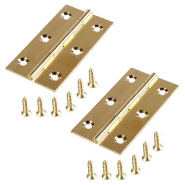 Imagem de JIQI 2 peças de dobradiças de latão sólido puro de 7,6 cm, dobradiças de armário dobráveis douradas com parafusos, para caixa de joias e móveis de caixa de madeira, porta de armário de gaveta