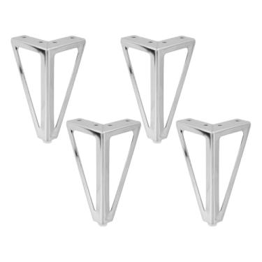 Imagem de Geesatis Pacote com 4 pernas de mesa de grampo de cabelo prateadas de 15 cm - Pernas de móveis de metal com ferragens de montagem para mesas, mesas de centro, prateleiras, fácil instalação
