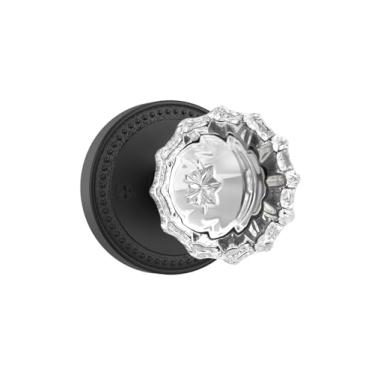 Imagem de Asidrama 1 pacote de maçanetas de cristal de passagem preta com fechadura, maçanetas de vidro com maçanetas de vidro preto fosco interior para quarto ou banheiro, maçaneta de porta resistente para