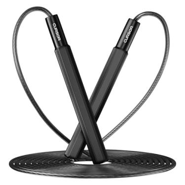 Imagem de Corda de pular, cabo de pular de velocidade rápida sem emaranhados com rolamentos de esferas para mulheres, homens e crianças, corda de salto de aço ajustável para treino com alças de liga de alumínio