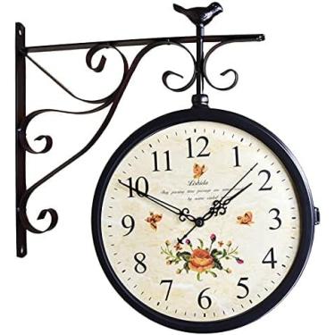 Imagem de Relógios De Parede Retrô Relógio Suspenso De Dupla Face Estilo Antigo Europeu Relógio De Parede De Dupla Face Relógios Clássicos Criativos Relógio Mudo De Ferro De Metal Suport, 1