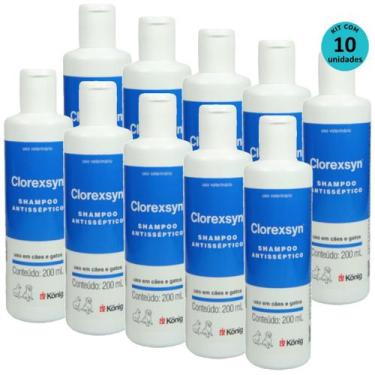 Imagem de Shampoo Clorexsyn Konig 200ml Para Cães e Gatos Kit Com 10 unidades