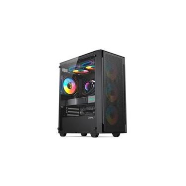 Imagem de Gabinete Gamer Hyrax Tower HGB240, Mini Tower, M-ATX, Com 3 Ventoinhas RGB, Lateral Em Vidro Temperado, Preto - HGB240B-RGB