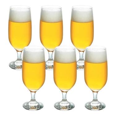 Imagem de 2X Jogo Copo Tacas Cerveja Vidro 300Ml - Kit 6 Peças Nadir