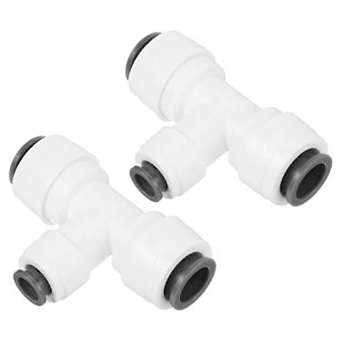 Imagem de Conexões em T de 1,9 cm x 1/10.2 cm, 2 pacotes de encaixe de linha de água redutora em forma de T para sistema de água RO, branco