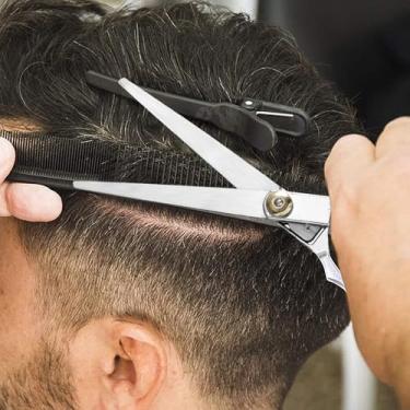 Imagem de 1 tesoura de corte de cabelo de aço inoxidável profissional tesoura de corte de cabelo de barbeiro ferramenta de acessórios, tesoura plana de 15 cm